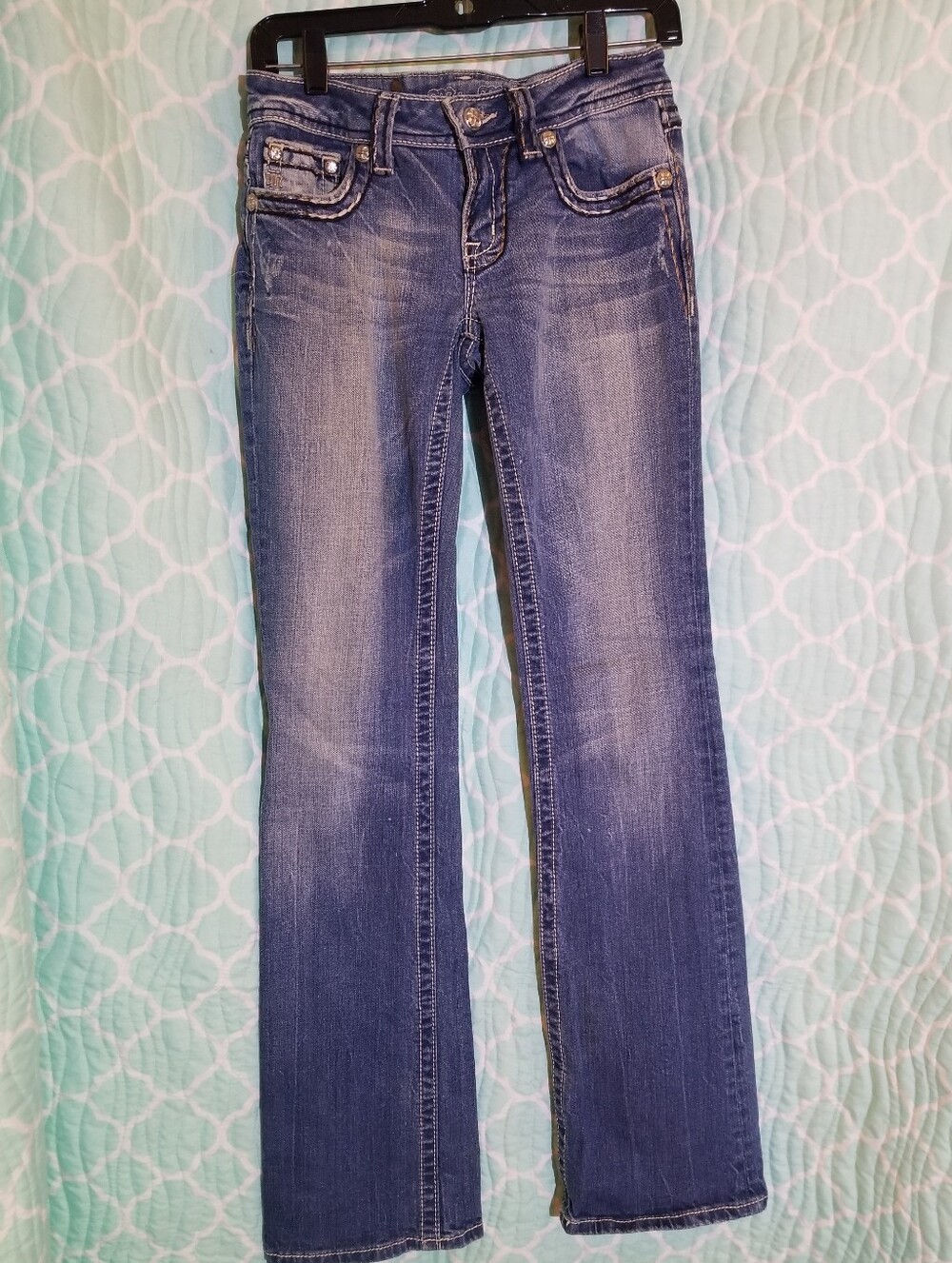Miss Me Dark Blue Flare Denim Jeans 5 Pocket Design